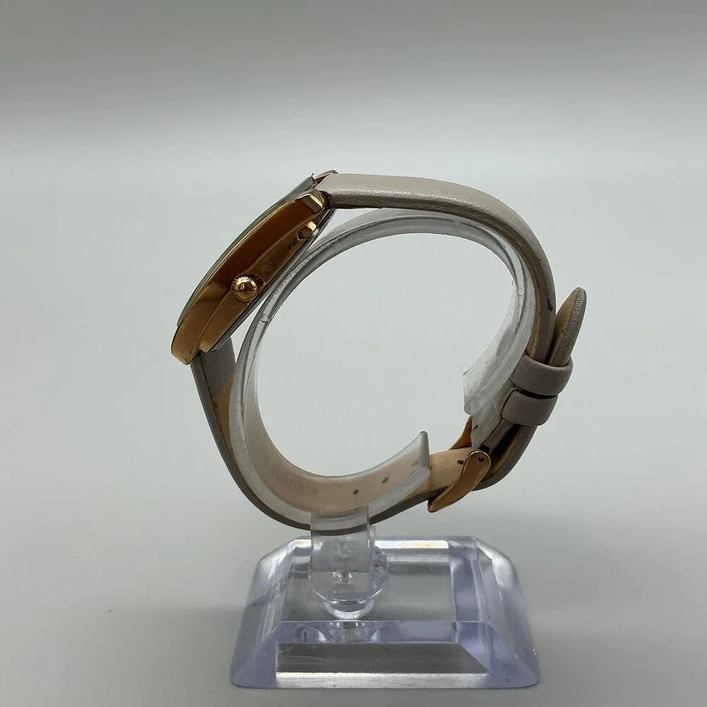 Anne Klein AK/2708 Womens Watch 28mm Gray Dial Gold Tone Leather New Battery